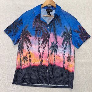 VTG Like an Angel Shirt Mens Small  Mesh Hawaiian Sunset Miami Club Beach Rave